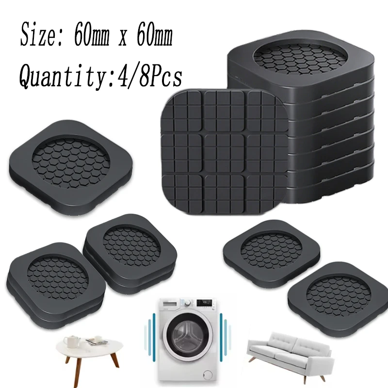 

4/8PCs Furniture Anti-Vibration Pads, Universal Non-Slips Silencers for Washer, Fridge & Appliances 60cm x 60cm