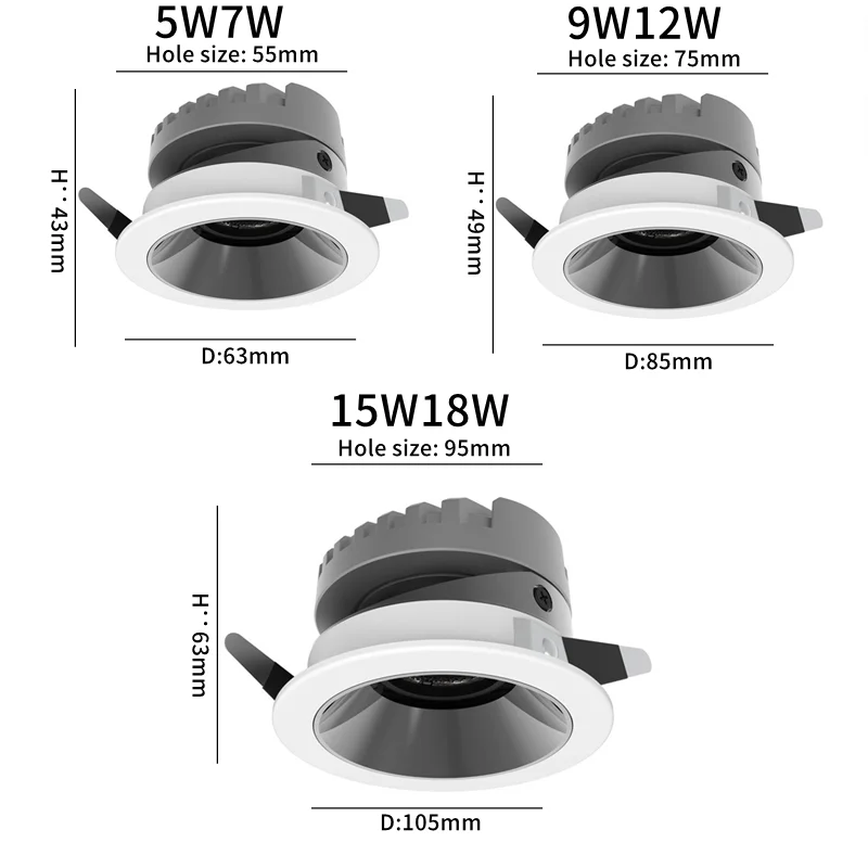 Imagem -05 - Ultra-fino Led Anti-glare Spotlight Sala de Teto Wall Wash Light Downlight Lateral Estreito Decoração de Iluminação Doméstica 5w 7w