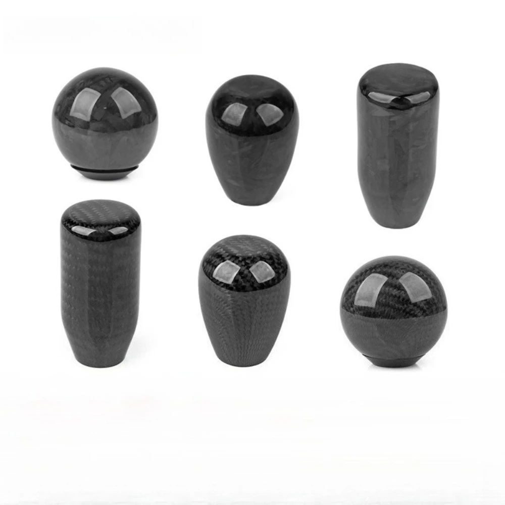 

Oval/Sphere Carbon Fiber Manual Gear Shift Knob M12*1.25 With 3 Adapters M8*1.25, M10*1.25, M10*1.5 Shift Head Knob