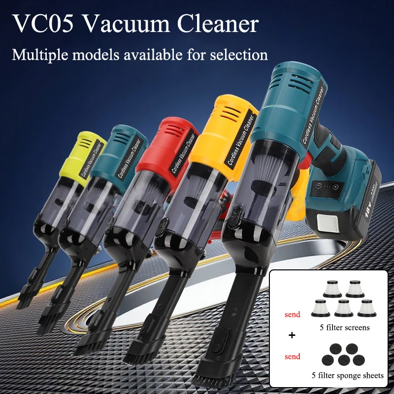 

VC05 Portable Brushless Motor Vacuum Cleaner with Speed Adjustment for Makita/DeWalt/Milwaukee/Bosch/Ryobi 18/20V Li-ion Battery