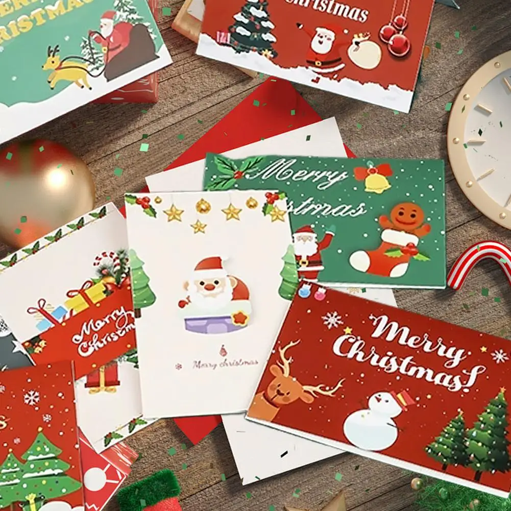 

Handwritten Blessing Card for Christmas Eve, New Year, Flowers, and Gift Card 16pcs Christmas Greeting Card Holiday Card