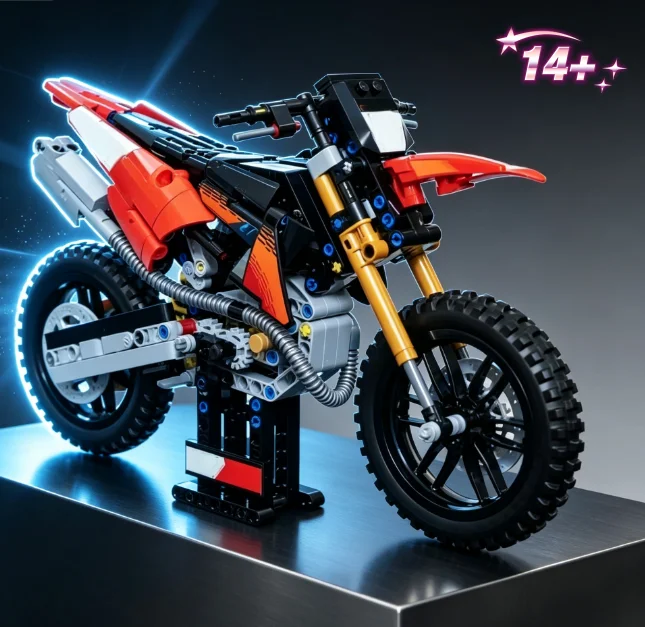 2026 New  Holiday Gift Choice, Off Road Motorbike Block Model, Family Interactive Building Display Creative Collect