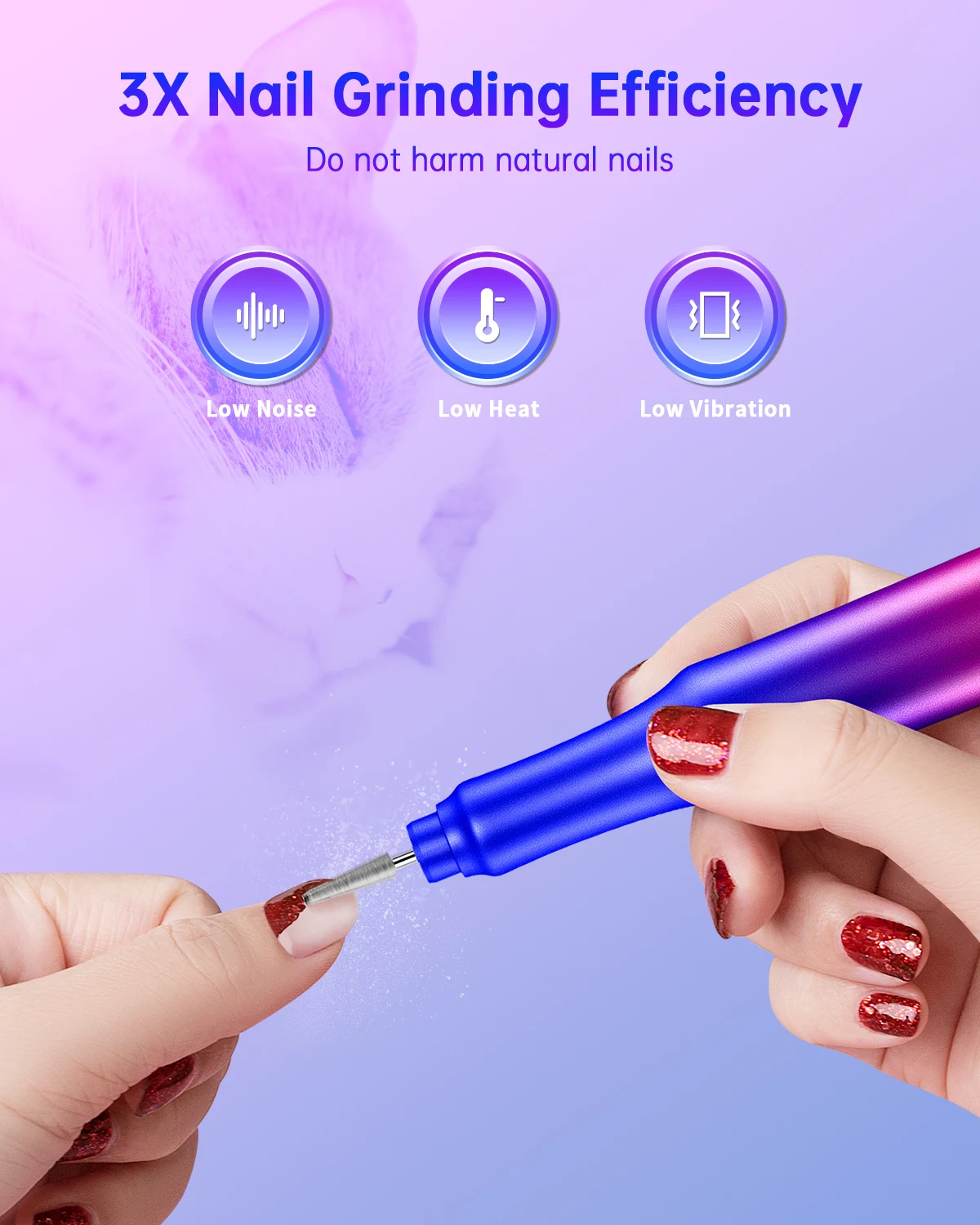 Cordless Electric Nail File Portable Professional Electric Nail Drill For Acrylic Gel Nails Low Noise and Low Heat