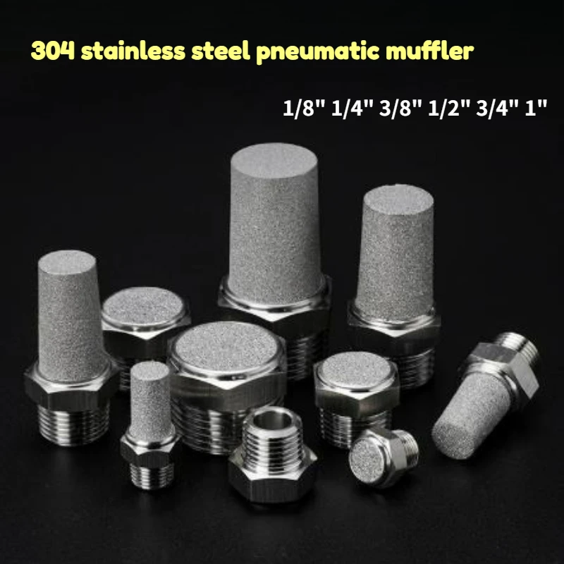 1/2/5pcs 304 Stainless Steel Muffler with Flat End and Pointed End BSL Series 1/8