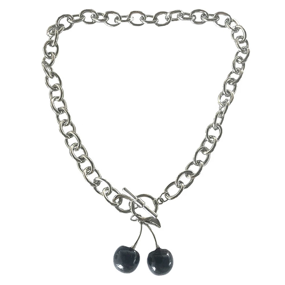 

Cherry Clavicle Cherry Necklace Chain Necklace Punk Hip Hop Women Black Miss Vintage Classic Design Accessories