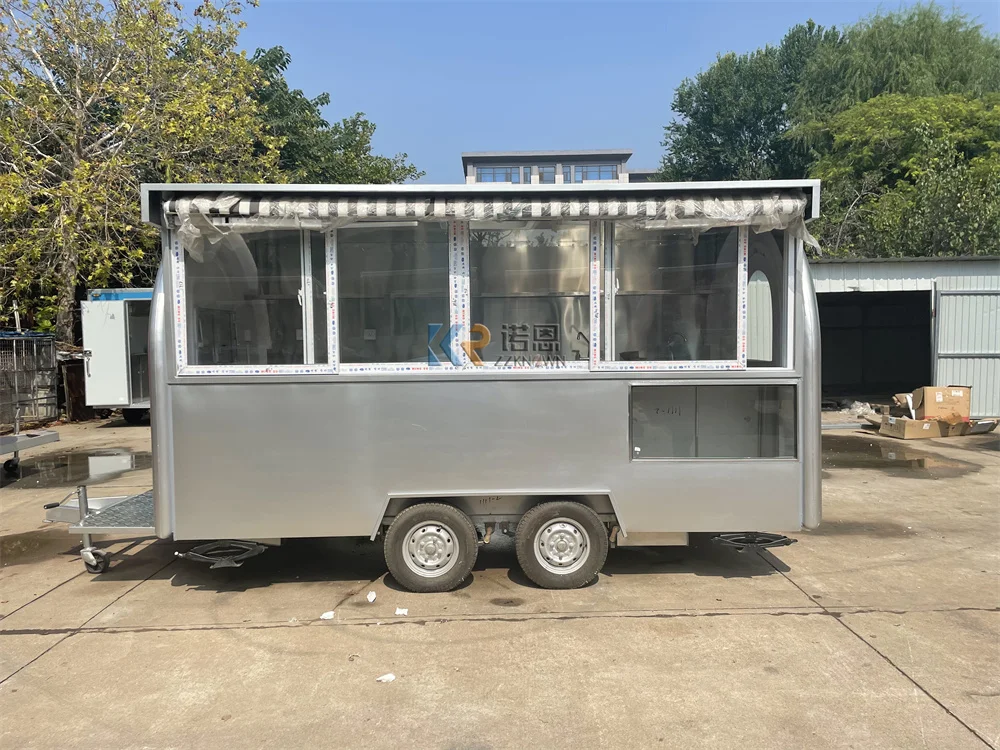 Street Pizza Shop Coffee Trailer Fast Food Truck Van Custom Fully Kitchen Equipments Concession Food Trailer Cart