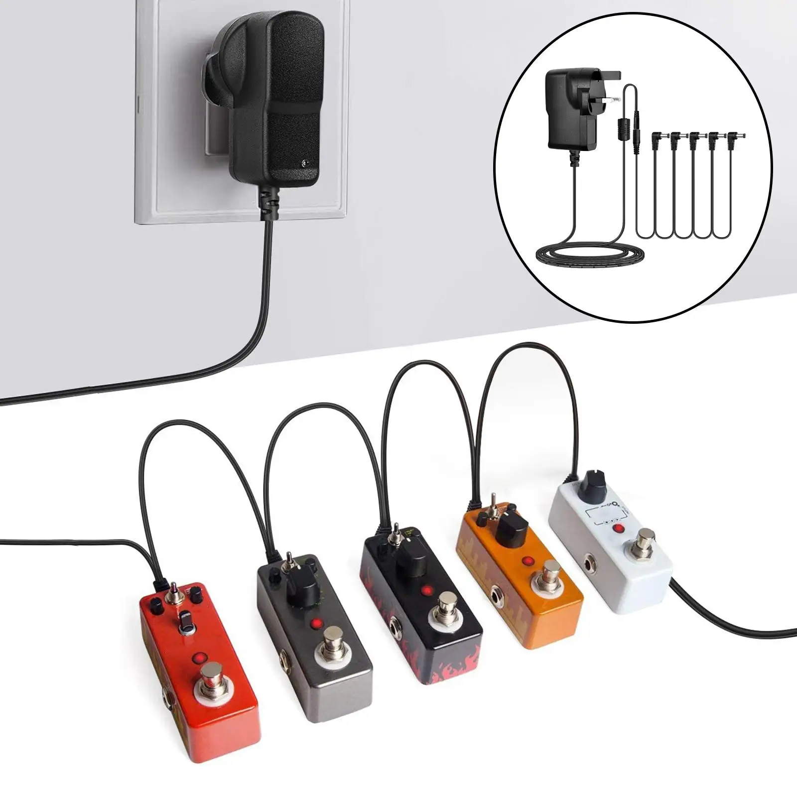850mA Power Adapter for Guitar Effects Pedal 5 Way Cord for Charging Speaker