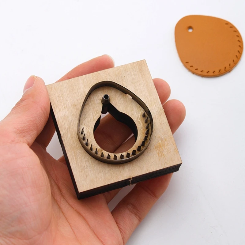 RFID Key Fob Leather Tag Leather Template Wooden Punching Die Cutting Mould Teardrop Keychain Holder Leather Mold Crafts