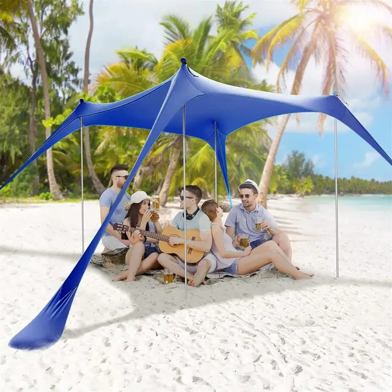 Imagem -03 - Tenda Leve para Sombreamento Solar para Família Guarda-sol de Praia Dossel Portátil Grande Polos e Pegs Livres Upf50 Mais uv