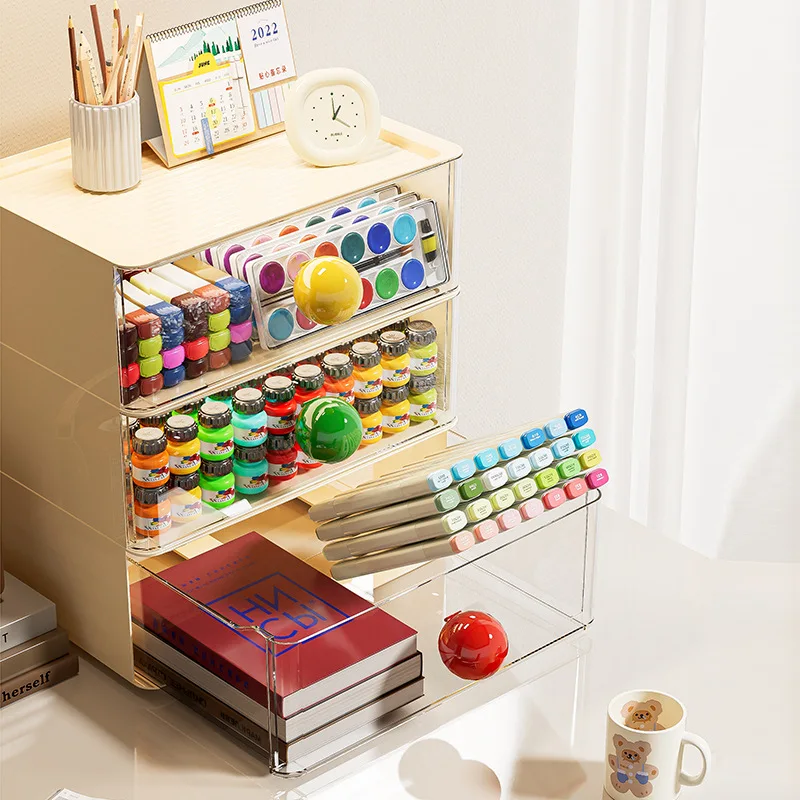 Thickened Drawer Type Desktop Storage Box Large Capacity Stacked Student Stationery Storage Box Office Multi-layer Storage