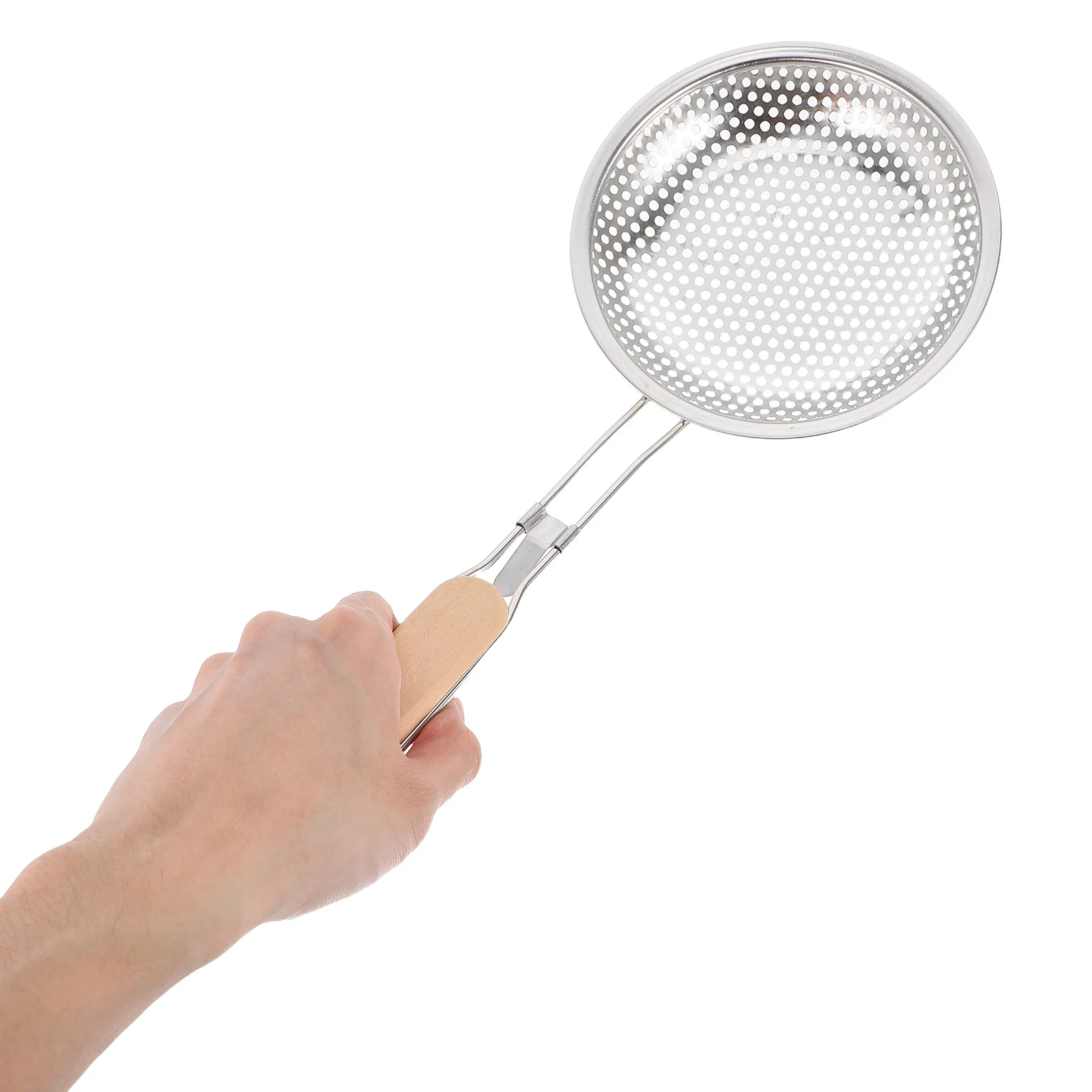 

2Pcs Thickened Stainless Steel Skimmer Spoon Wooden Handle Noodle Strainer Oil Filter Efficient Drainage Kitchen Accessories