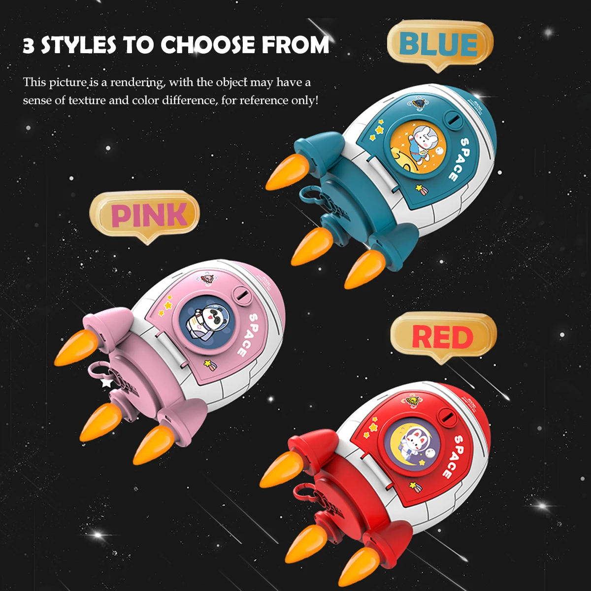Rocket Piggy Bank Toy, Key Unlocking Spacecraft Large Capacity Money Saving Box Gifts for 3+ Boys and Girls