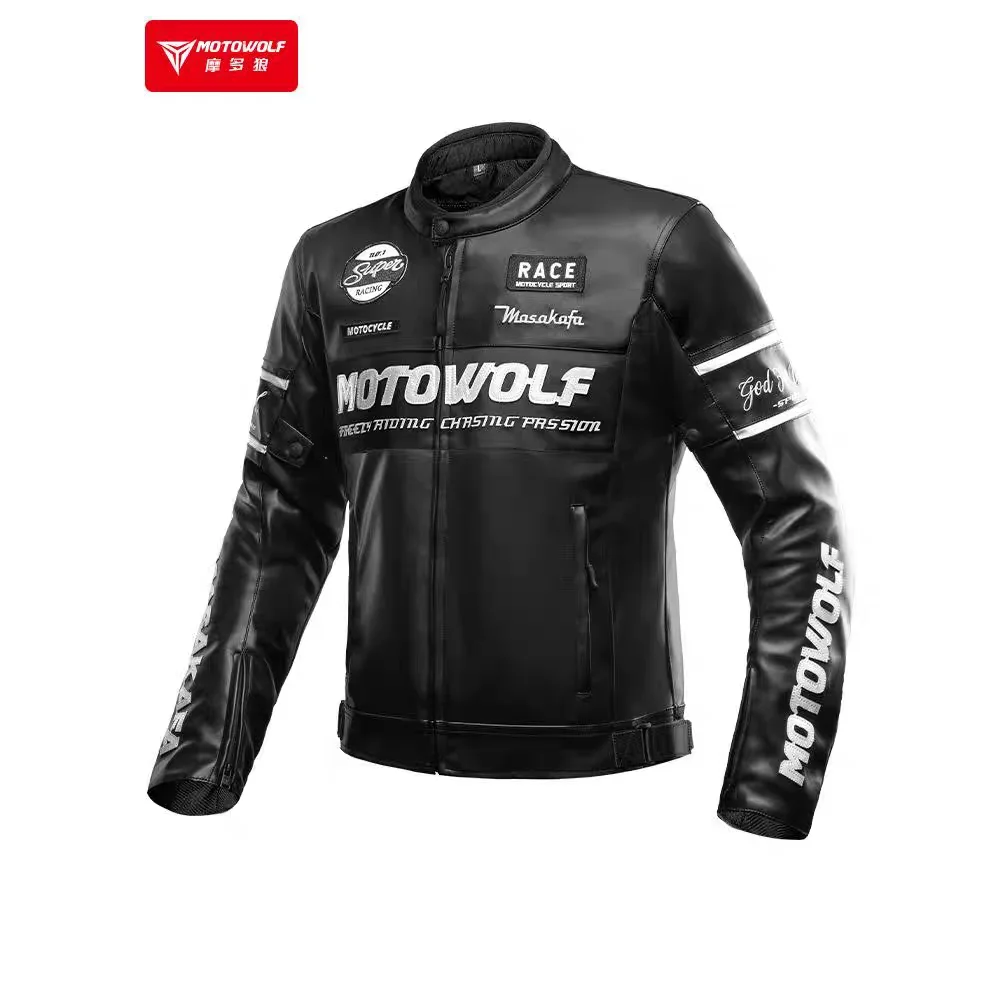 MOTOWOLF Motorcycle Jacket Men's Vintage Motorcycle Leather Jacket CE Grade Fall Proof Breathable Leisure Commuter Moto Jacket