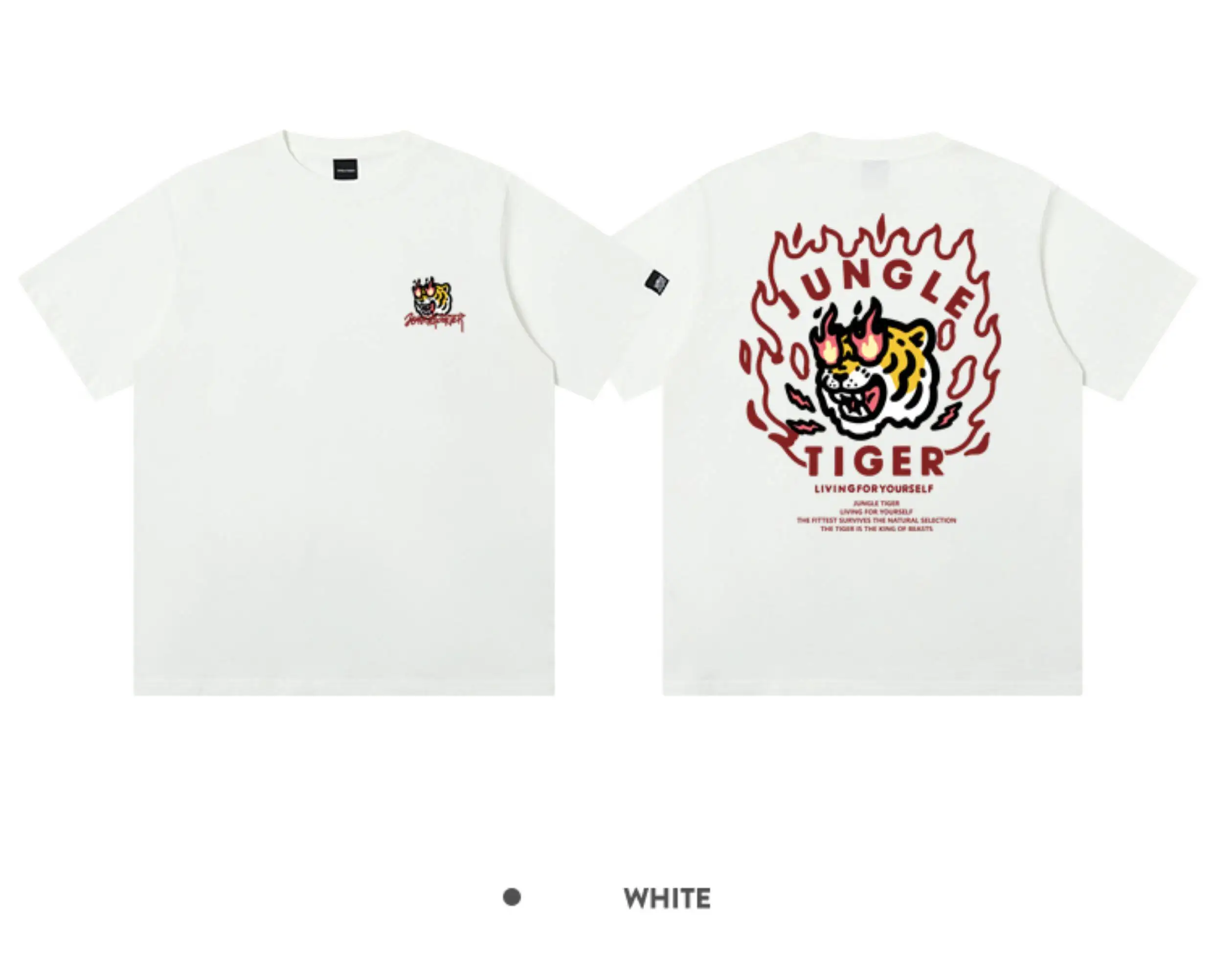 Men's Summer Heavyweight Couple Short-Sleeve T-Shirt with Tiger Print, Unique Design