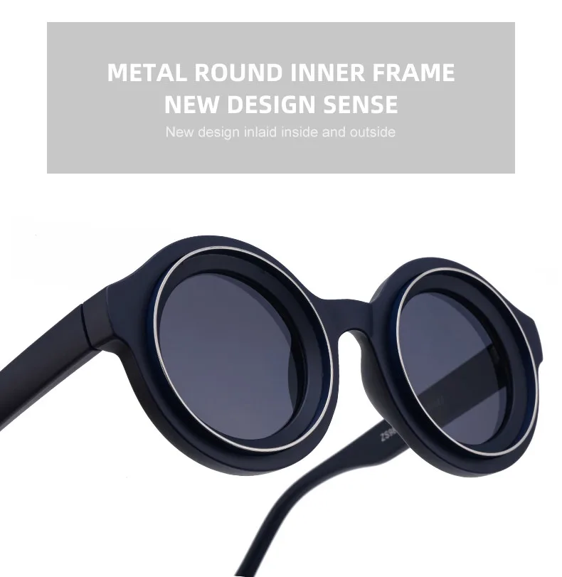 Punk runde Sonnenbrille Männer Luxusmarke Design Steampunk Sonnenbrille für männliche Sommer neue Mode kleine Rahmen Sonnenbrillen Brillen – Detail 5