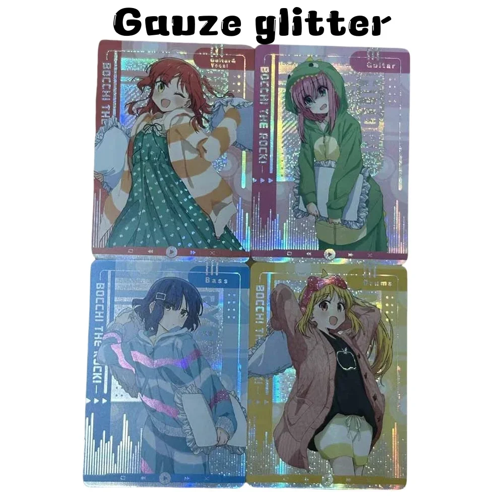 

DIY BOCCHI THE ROCK! Ijichi Nijika Original Series Set 4PCS Gauze Glitter Anime Peripheral Game Collection Card Holiday Gift