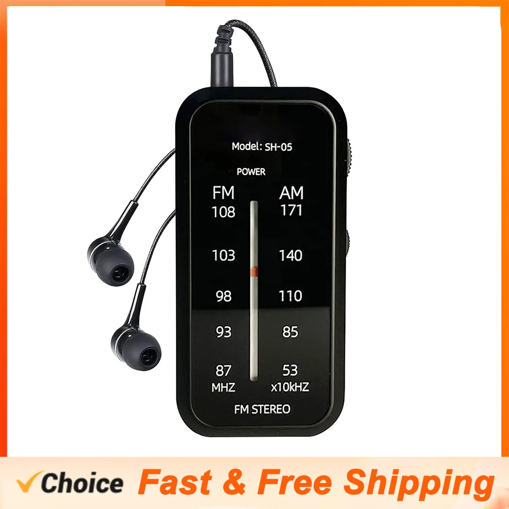 SH05 Mini Radio Battery Powered Portable Radio Excellent Reception Pocket AM FM Radio For Senior Running Walking Home