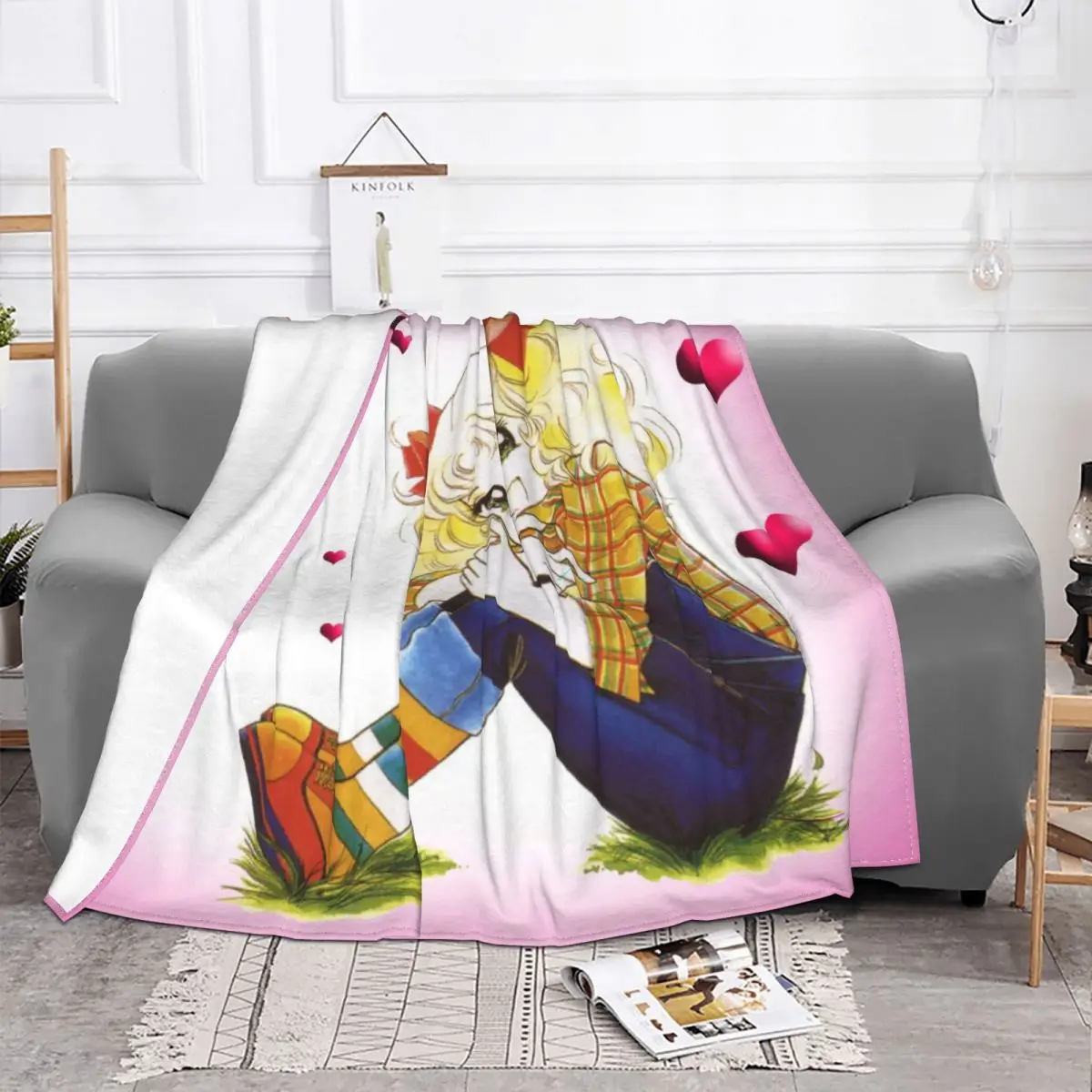 Candy Candy Anime Candy Heart Portable Warm Throw Blankets for Bedding Travel