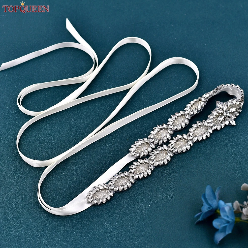 TOPQUEEN accesorios de boda vestido para ocasión Formal Liga de lujo cinturón de diamantes de imitación vestido de liga vestido de noche para novias Weddin S41