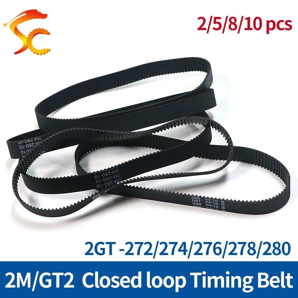 

GT2 Printer Sync belt Rubber Closed loop belt length 272/274/276/278/280 skin belt 6/9/10/15mm wide