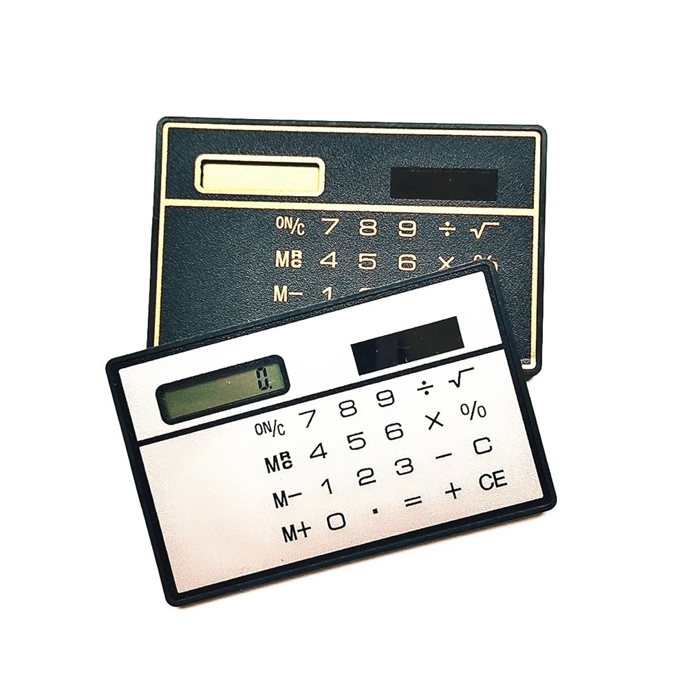 Mini calculadora de bolsillo Solar portátil, tarjeta de crédito ultrafina, tamaño de 8 dígitos, suministros de oficina y escuela, 1 unidad