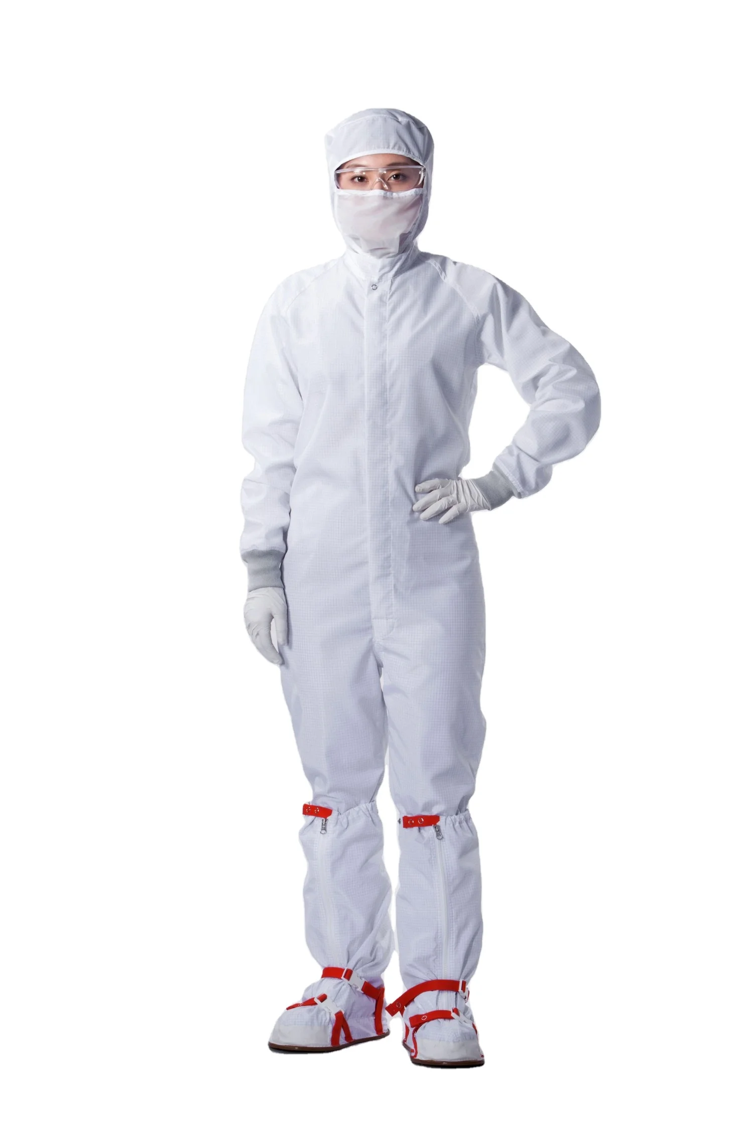 High Quality ESD Fabric Long Dust-Free Shoe Cover Reusable Cleanroom Work Washable Antistatic 5mm Stripe Grid ESD Boots Cover