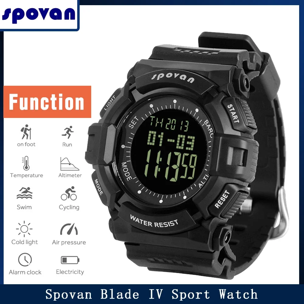 Spovan Blade IV Smart Watch Outdoor Waterproof Round Barometer Altimeter Thermometer Smartwatch Fishing Spots Record Reloj