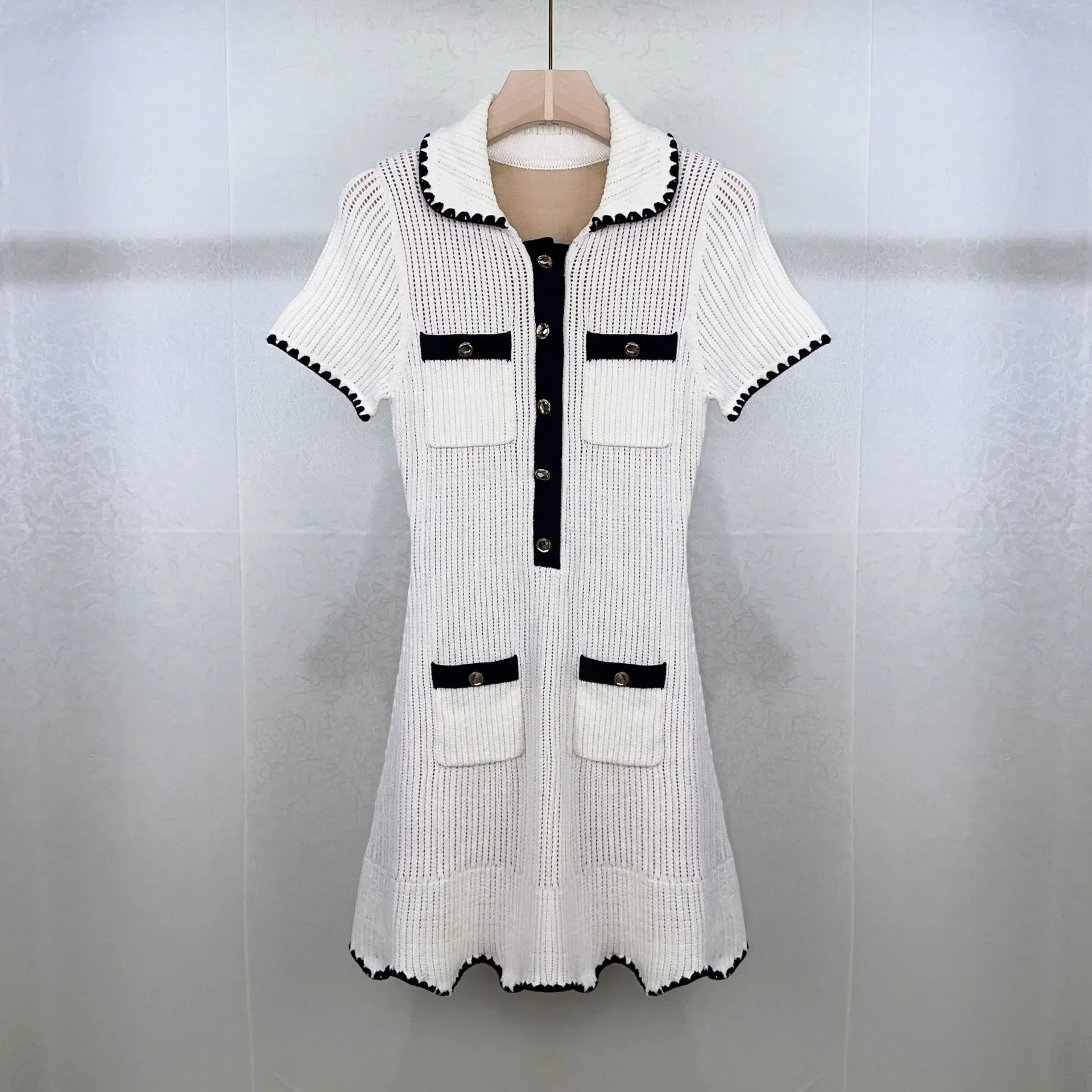 

White Knitted Dress Women 2024 Summer New Style Elegant mini Dresses 5240114