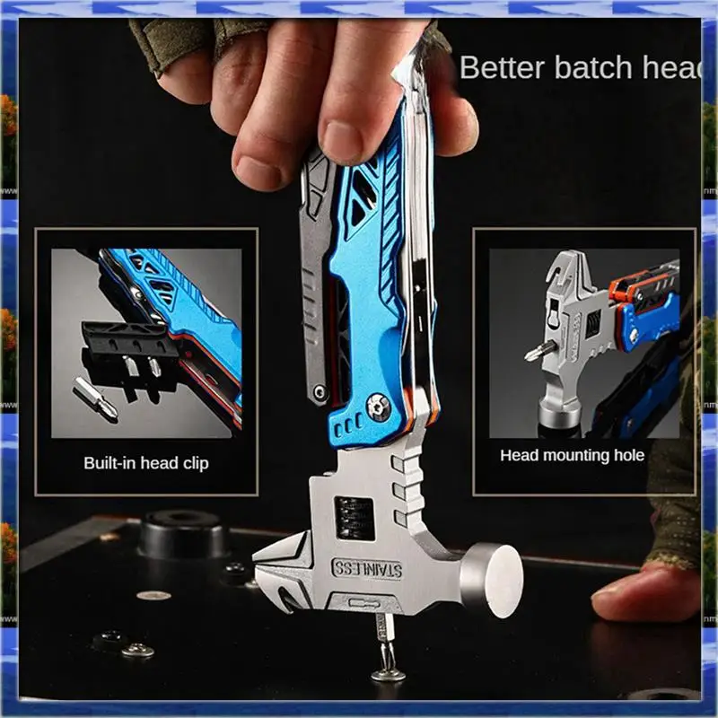 AS59 -2X Multifunctional Round-Headed Hammer Folding Nail Hammer Pliers Emergency Vehicle-Mounted Combined Hammer