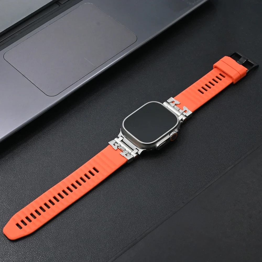 Silicone Sports Band for Apple Watch 10 46mm Ultra 1 2 49mm Soft Loop Bracelet for Iwatch Series 9 8 7 6 5 4 Se 45mm 44mm Strap