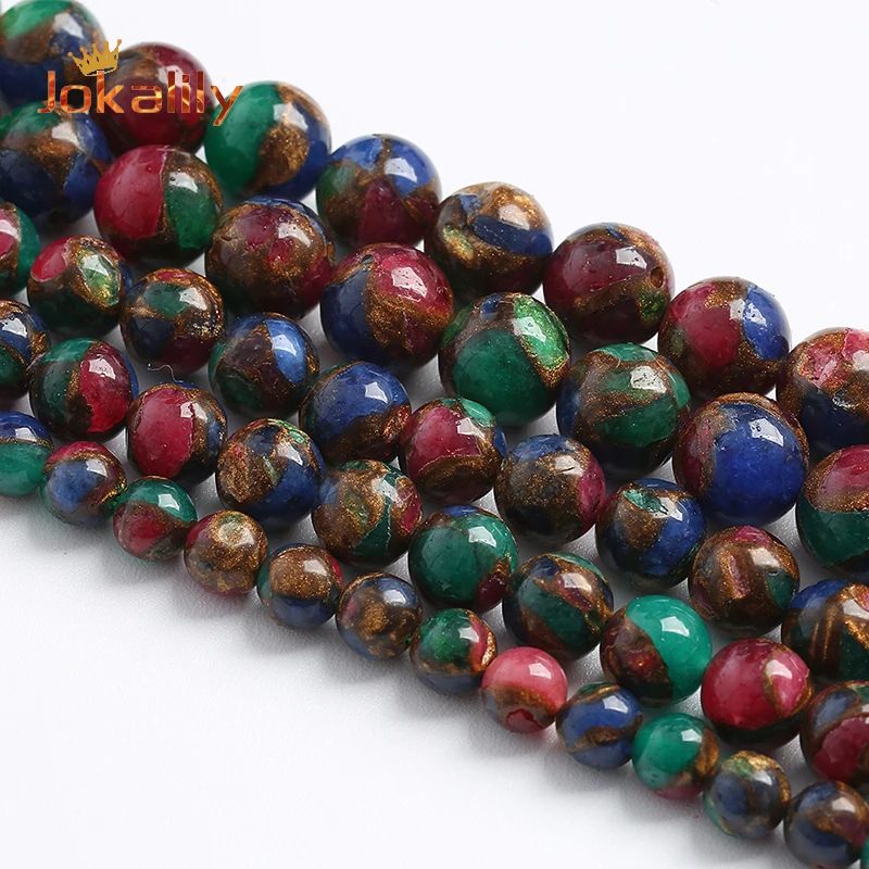 

Natural Colorful Cloisonne Stone Beads For Jewelry Making Needlework Round Beads DIY Bracelet Necklace Accessories 4 6 8 10 12mm