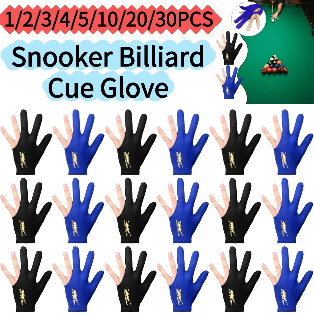 1-3PCS Snooker Billiard Cue Glove Pool Left Hand Open Three Finger Fitness Accessories for Men Women Single-piece Glove
