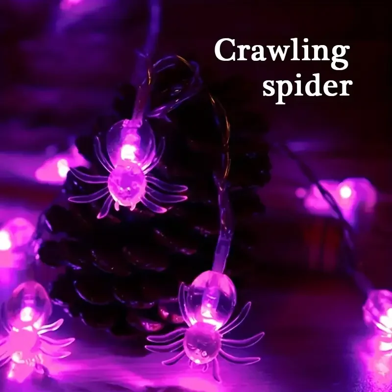 1pc 20 LED Halloween Spider String Light Horrible Hanging Lamp Battery Powered For Home Bedroom Garden Table Halloween Decor