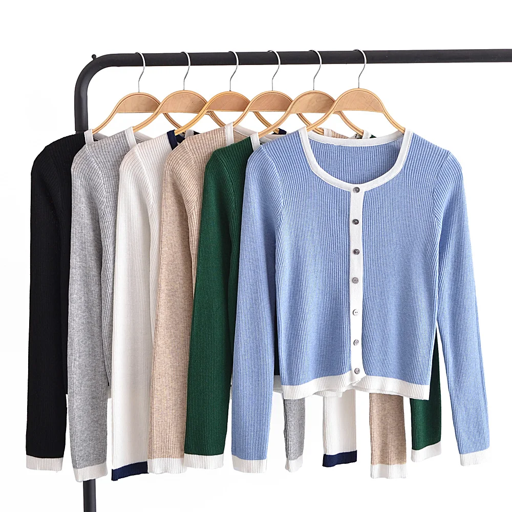 

Early Autumn Soft Cozy Long Sve Knitted round Ne Women's Top Color Blo Design Slimming Base Layer Knitwear