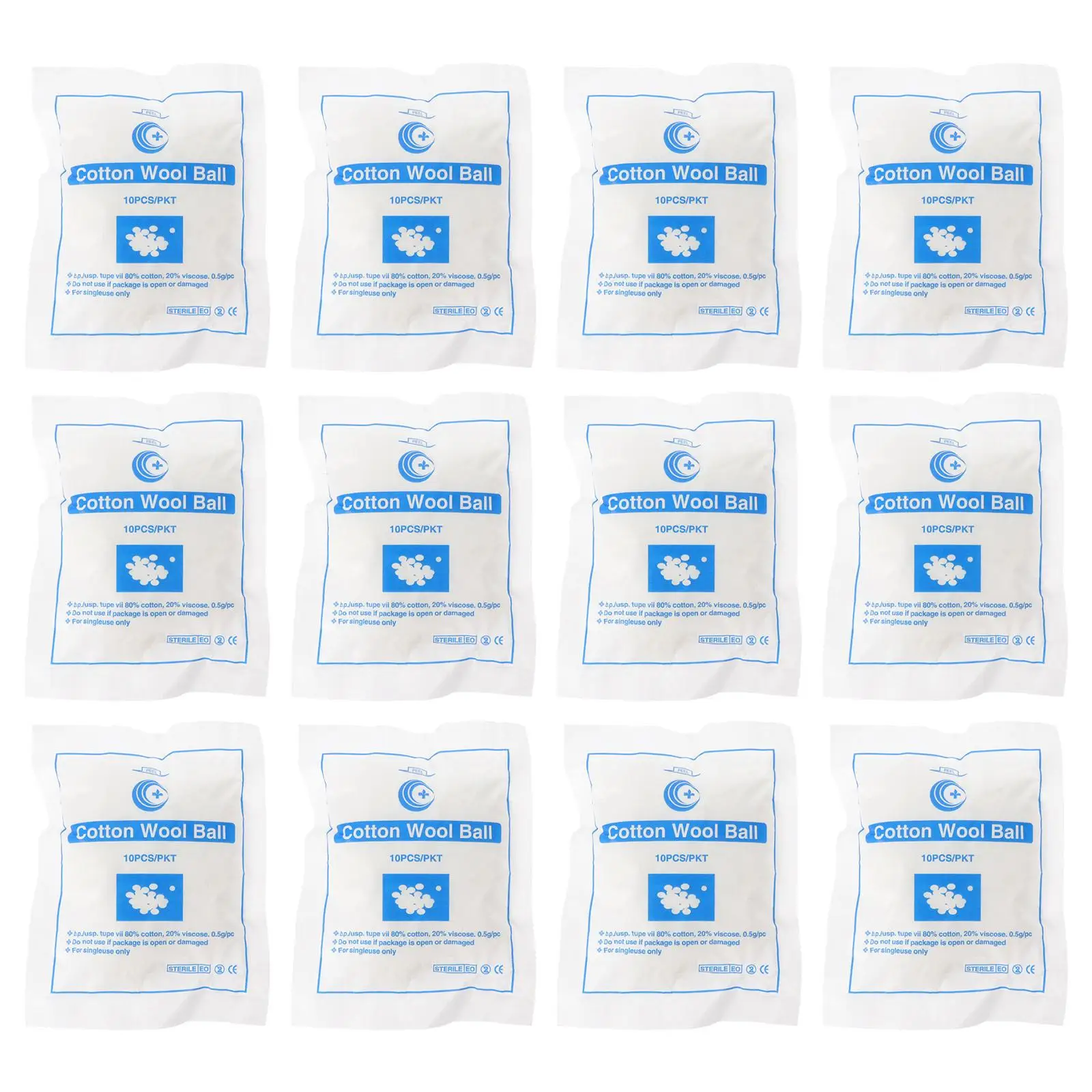 12 كيسًا من كرات الحجامة القطنية، كرات مطهرة بالجملة، كرات قطنية متوسطة الحجم ذات ملمس ناعم