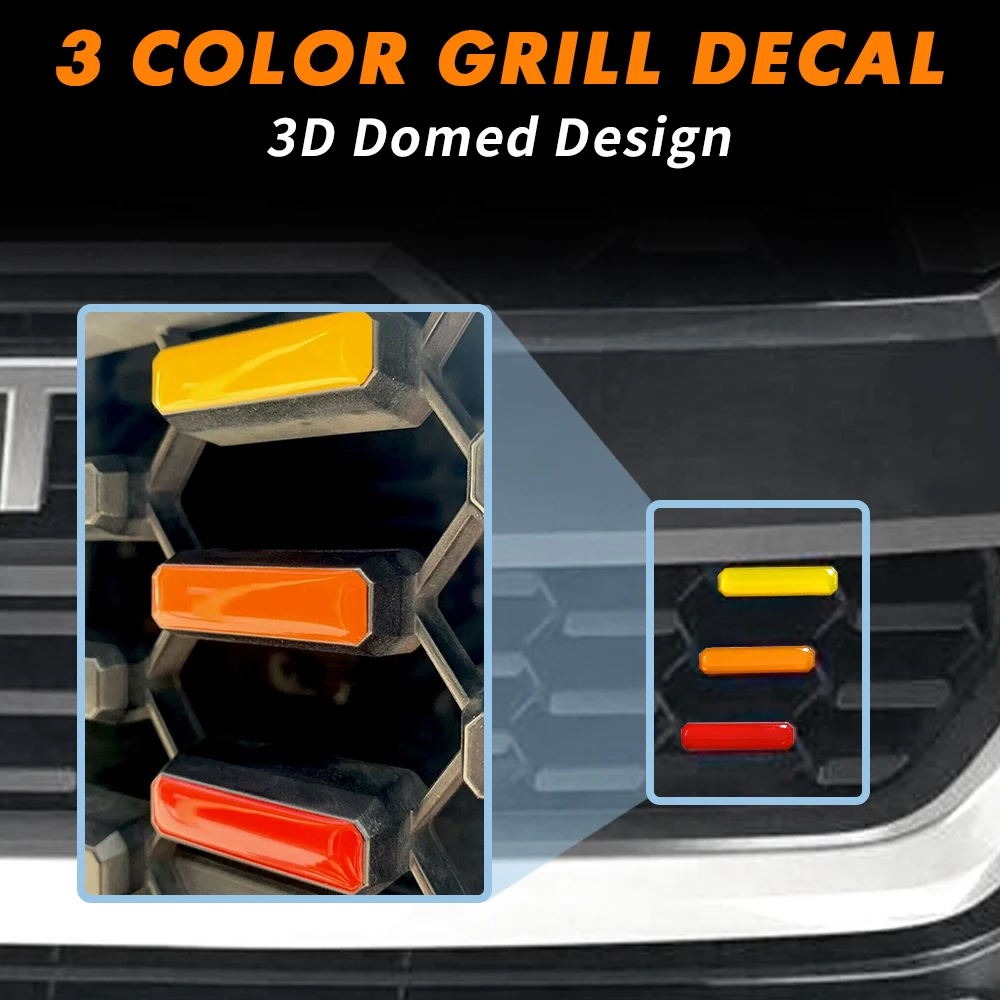 Tri-color Grille Badge Car Decorative Car Sticker Three-Color 3 Grille Badge Emblem for Toyota for Tacoma for 4Runner for Tundra