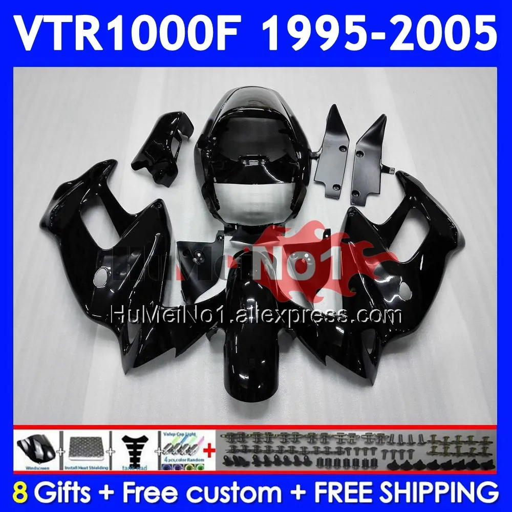 SuperHawk For HONDA VTR1000F 95 96 97 98 99 00 66No.39 VTR1000 F VTR 1000 F All black 1000F 2001 2002 2003 2004 2005 Fairing