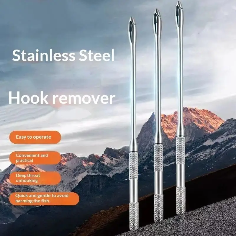 Stainless Steel Hook Remover Deep Throat Fishing Hook Remover Multi-functional Hook Unloader