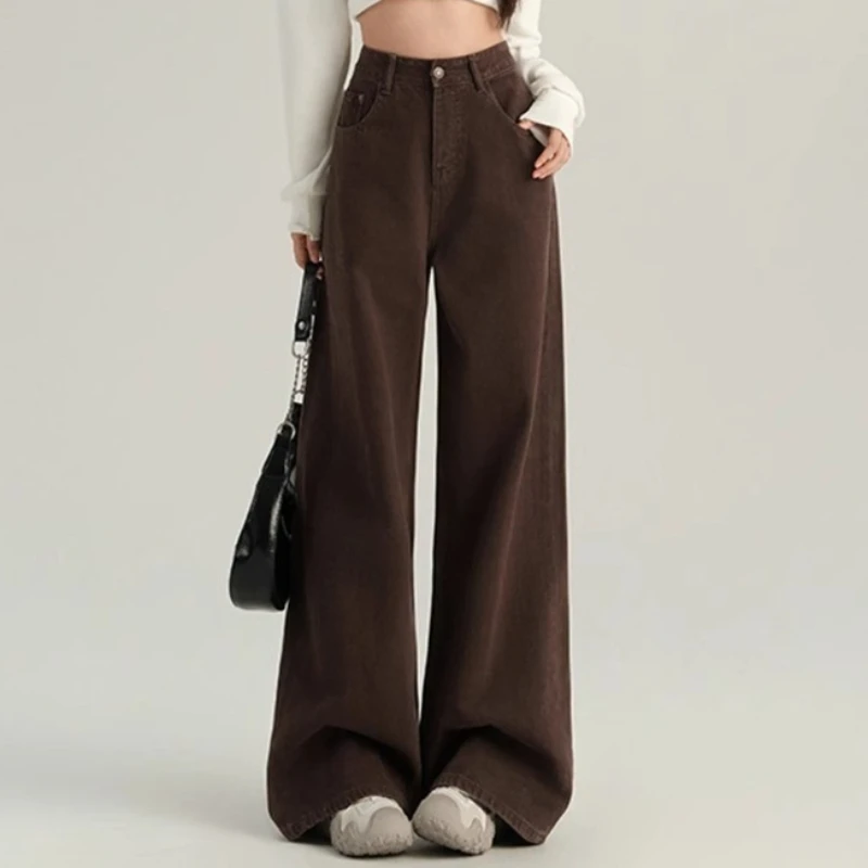 

Denim Pant Women Jeans Vintage Wide Leg Long Pants High Waist Straight Trousers Y2k Streetwear Elegant Splice Work Casual 2026