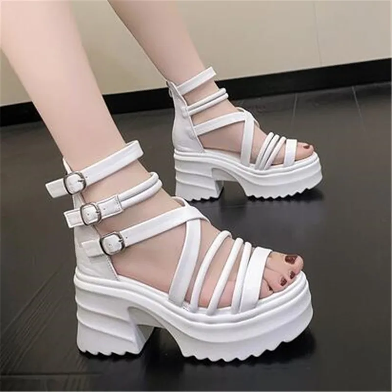 Women\'s Fashion Ankle Strap Wedges Sandals Platform Chunky Heel Sandals for Women 2023 Summer Thick Bottom Gladiator Shoes Woman