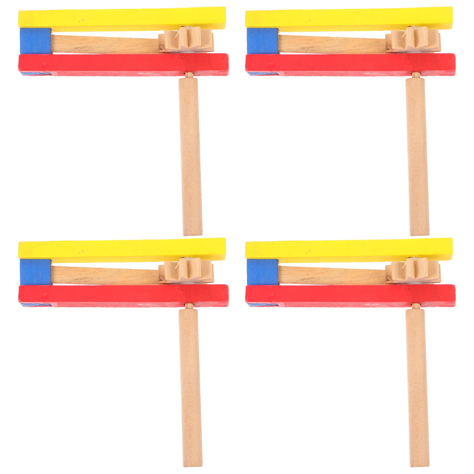 4 Pcs Musical Instrument Castanet Ratchet Long Handle Wooden for Kids Clapper Educational