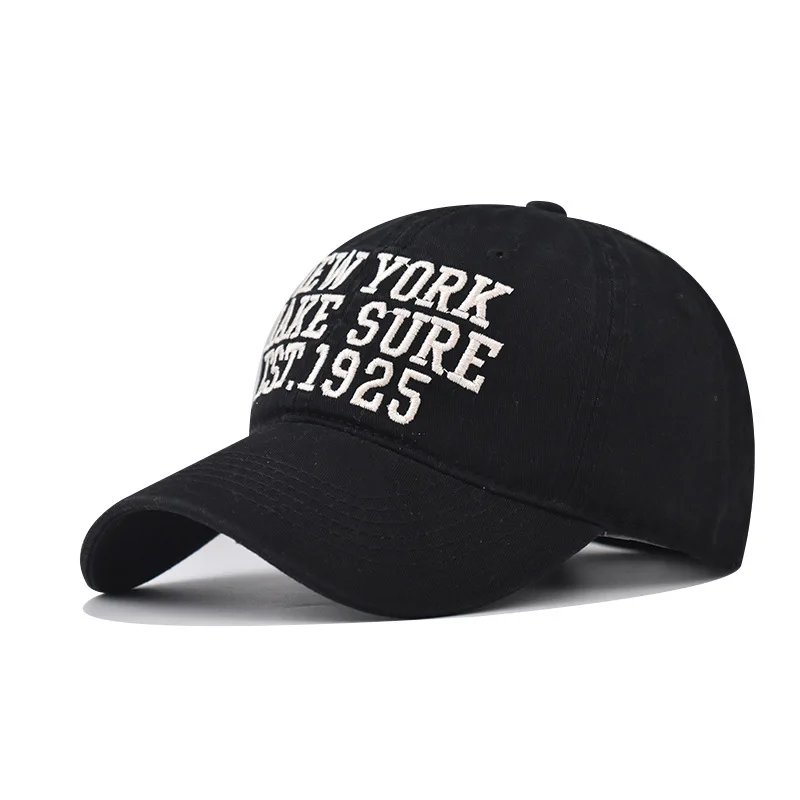 

100% Cotton New Personalized Small Letter NY Baseball Outdoor Personality Breathable Soft Top Washed Cotton Golf Dad Hat