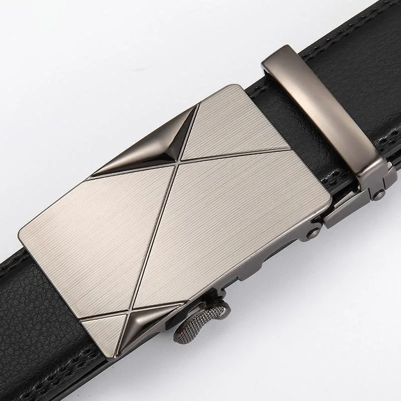 Cintura da uomo premium con fibbia automatica Cintura da lavoro casual - Cintura in pelle slim fit per pantaloni jeans, cintura elegante regolabile