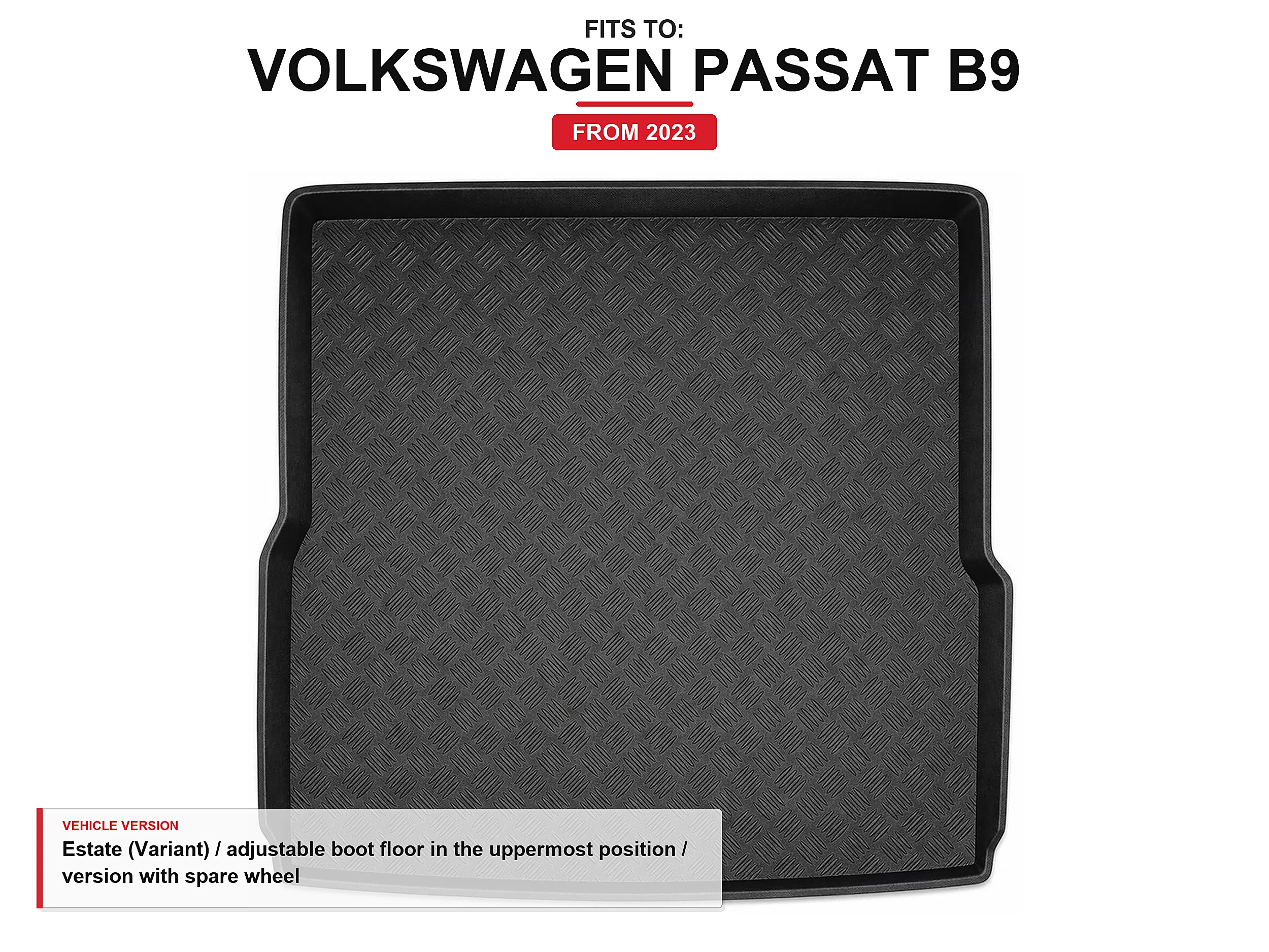 Kofferbakmat met rand voor: Volkswagen Passat B9 2023- Variant