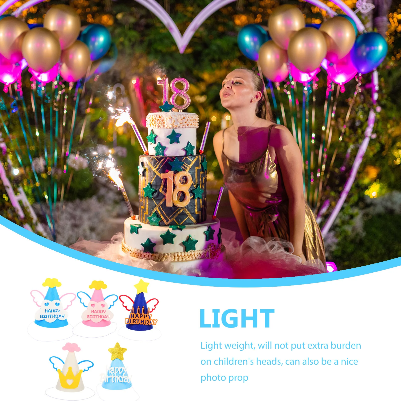 

5Pcs Kids Birthday Cloth Lightweight Party Hats Birthday Party Headwear for Children Kids Holiday Hats