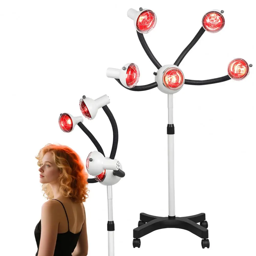 

Professional 5 Head Standing Hair Dryer 750W Salon Floor Dryer Adjustable Temp for Color Processing Perm Styling Accelerator