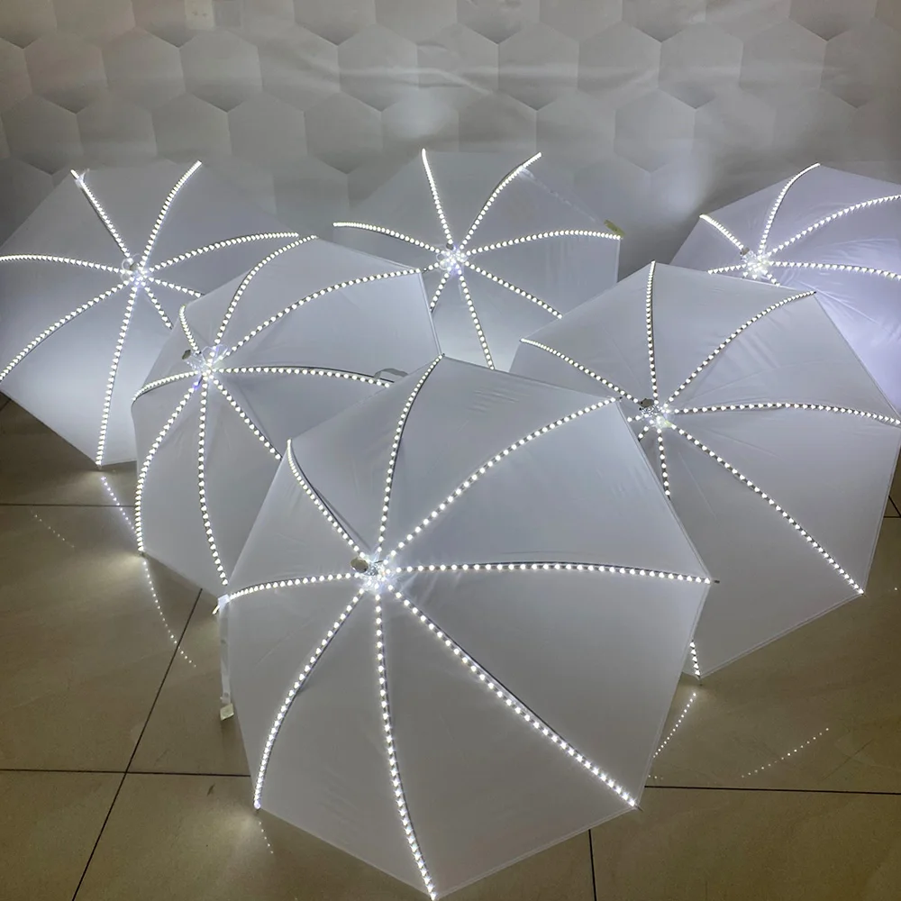 White LED glow-in-the-dark umbrella party performance props Dance music festival playground performance luminous ornaments