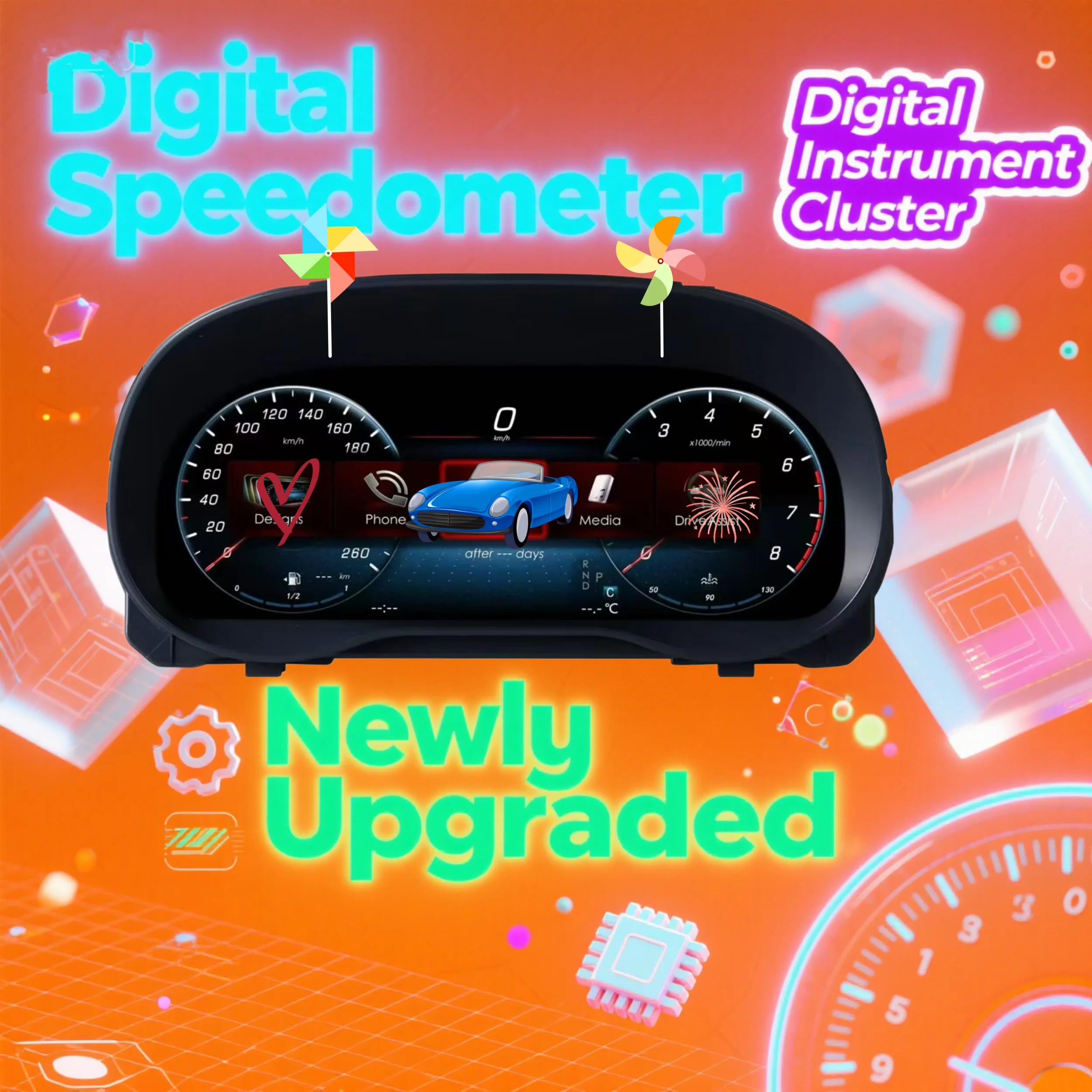 

12.3" LCD Car Dashboard Meter For Mercedes Benz Vito W447 2016-2023 2024 Digital Instrument Cluster Odometer Speedometer Panel