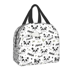 Cute Panda Bear Portable Lunch Box for Women Waterproof Thermal Cooler Food Insulated Lunch Bag Kids School Children Work Picnic