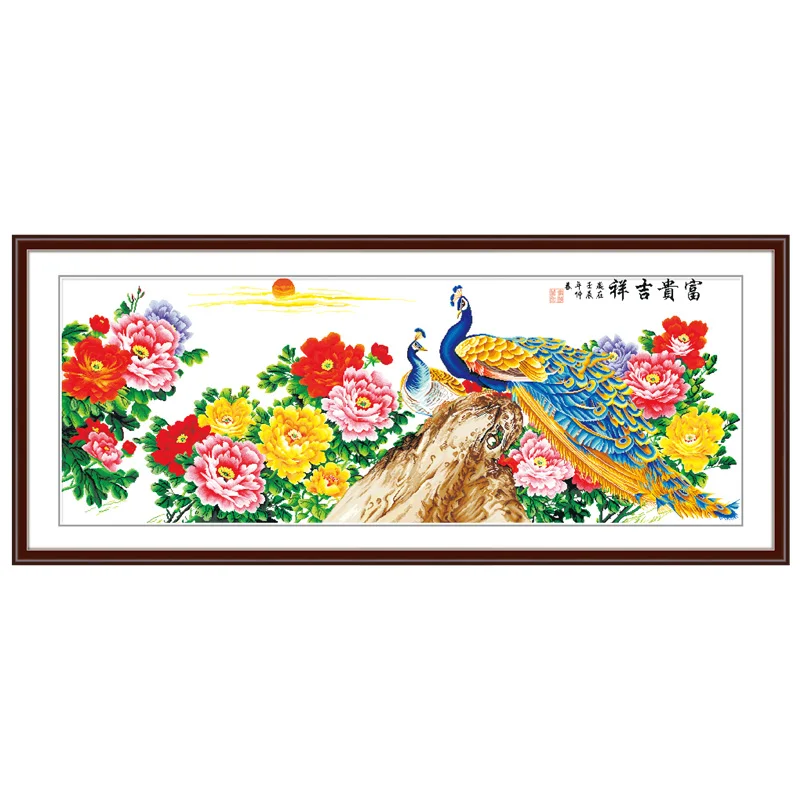 

Handmade Peacock and Peony Cross Stitch Kits, Crafts Materials, Home Decoration, Living Room Accessories, Gift for Girlfriend